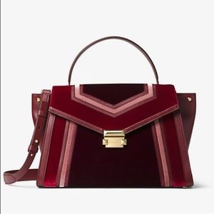 MK Whitney Large Tri-Color Velvet Satchel